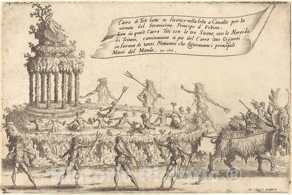 Art Print : Jacques Callot, The Float of Thetis, 1616 - Vintage Wall Art