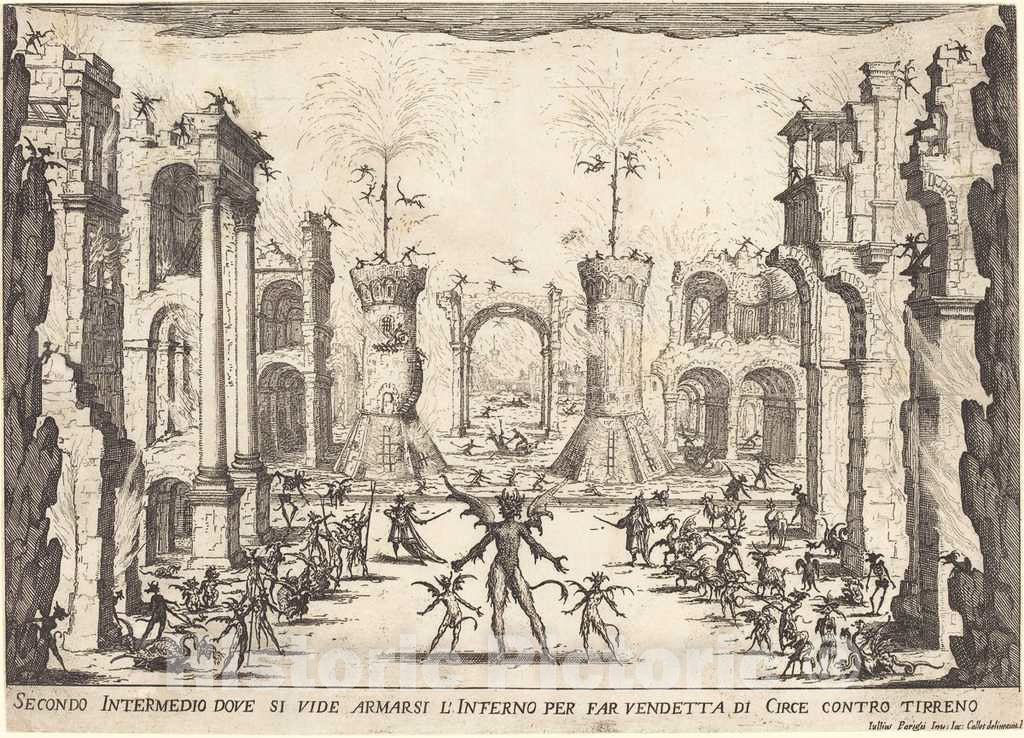 Art Print : Jacques Callot, Second Intermezzo, 1617 - Vintage Wall Art