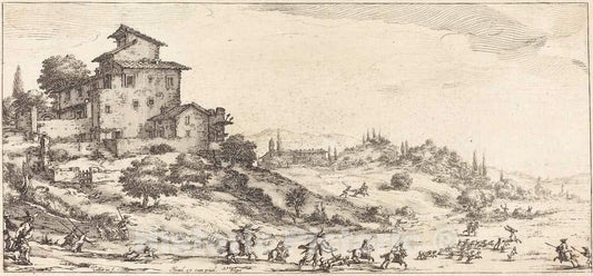 Art Print : Jacques Callot, The Stag Hunt, c. 1630 - Vintage Wall Art