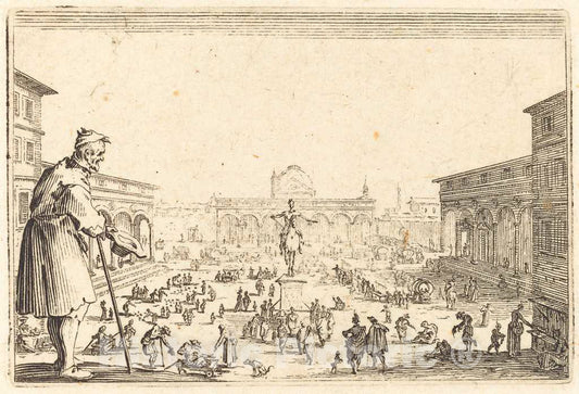 Art Print : Jacques Callot, Piazza SS. Annunziata, Florence, c. 1622 - Vintage Wall Art