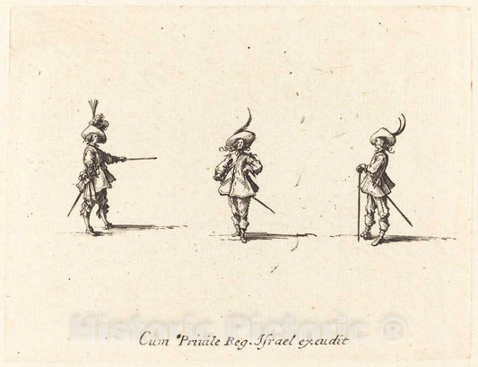Art Print : Jacques Callot, Unarmed Drill, c.1635 - Vintage Wall Art