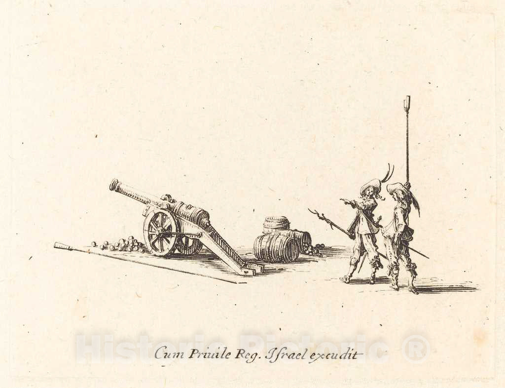 Art Print : Jacques Callot, Preparing to Fire The Cannon, c.1635 - Vintage Wall Art