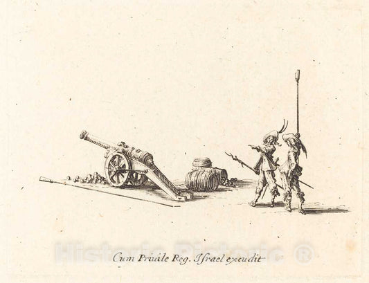 Art Print : Jacques Callot, Preparing to Fire The Cannon, c.1635 - Vintage Wall Art