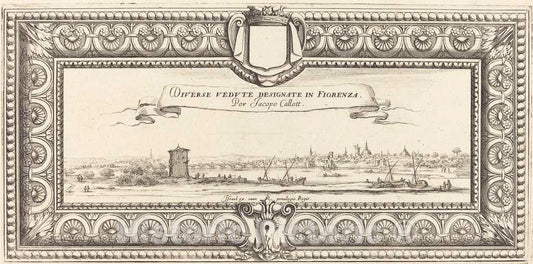 Art Print : FranÃ§ois Collignon, Title Page for Callot's Various Italian Landscapes, c. 1630 - Vintage Wall Art