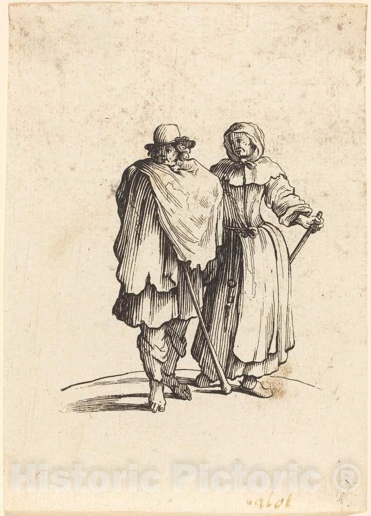 Art Print : Jacques Callot, Beggar Couple, 17th Century - Vintage Wall Art
