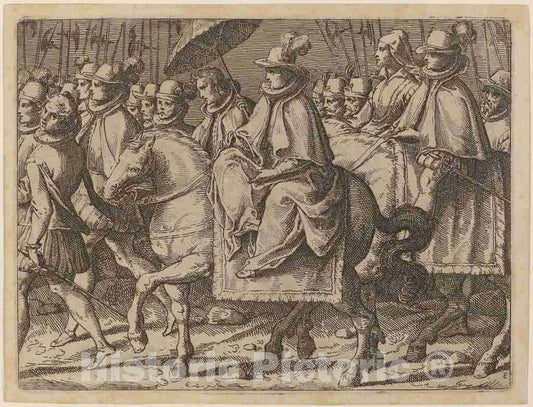 Art Print : Raffaello Schiaminossi, Margaret of Austria on Horseback, 1612 - Vintage Wall Art