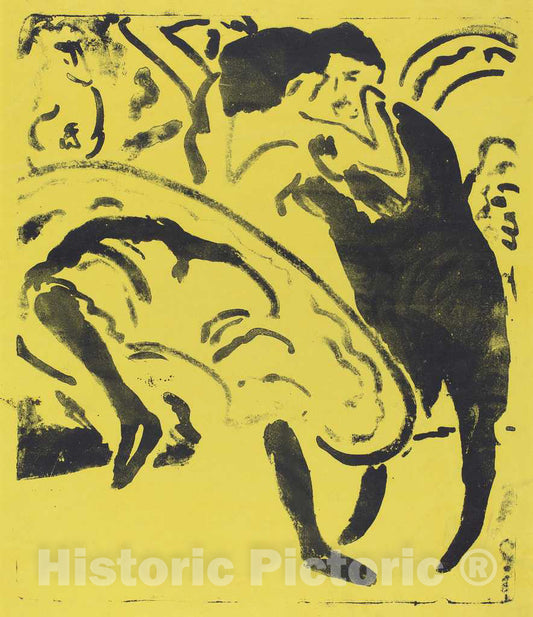 Art Print : Ernst Ludwig Kirchner, Dancing Couple (Tanzpaar), 1909 - Vintage Wall Art
