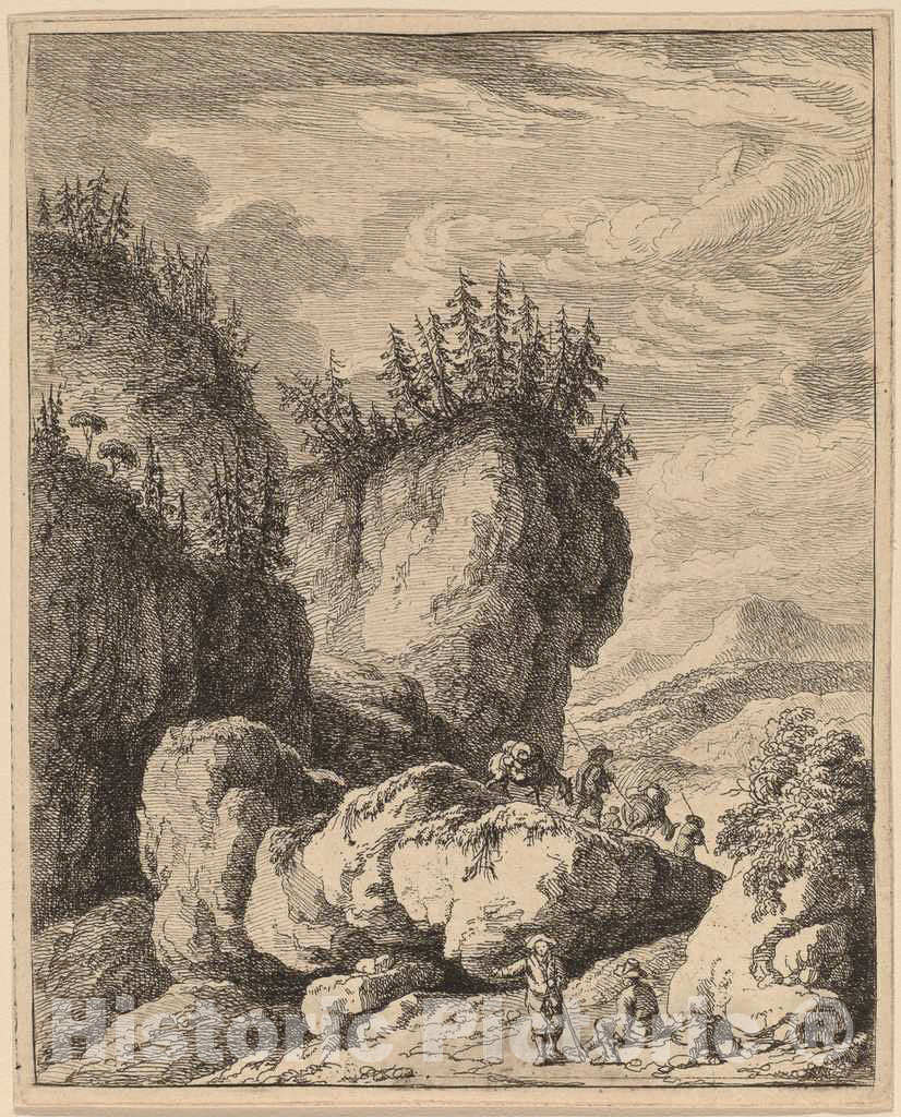 Art Print : Franz Edmund Weirotter, The Road Crossing Mount Praco, from Ricci to Genoa, c. 1764 - Vintage Wall Art
