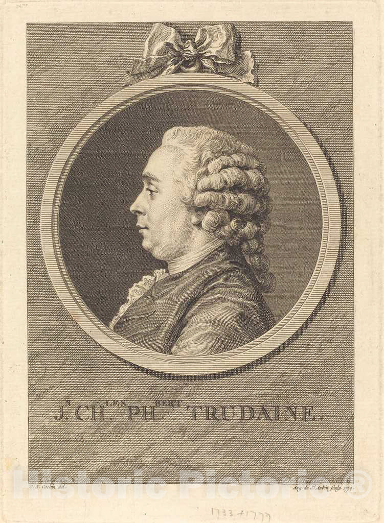Art Print : Saint-Aubin After Cochin II, Jean-Charles-Philibert Trudaine, 1774 - Vintage Wall Art