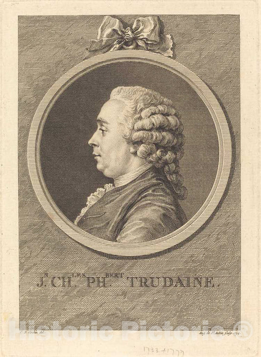 Art Print : Saint-Aubin After Cochin II, Jean-Charles-Philibert Trudaine, 1774 - Vintage Wall Art