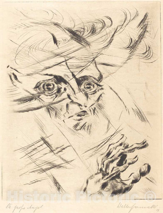 Art Print : Walter GramattÃ©, Die Grosse Angst (The Great Anxiety), 1918 - Vintage Wall Art