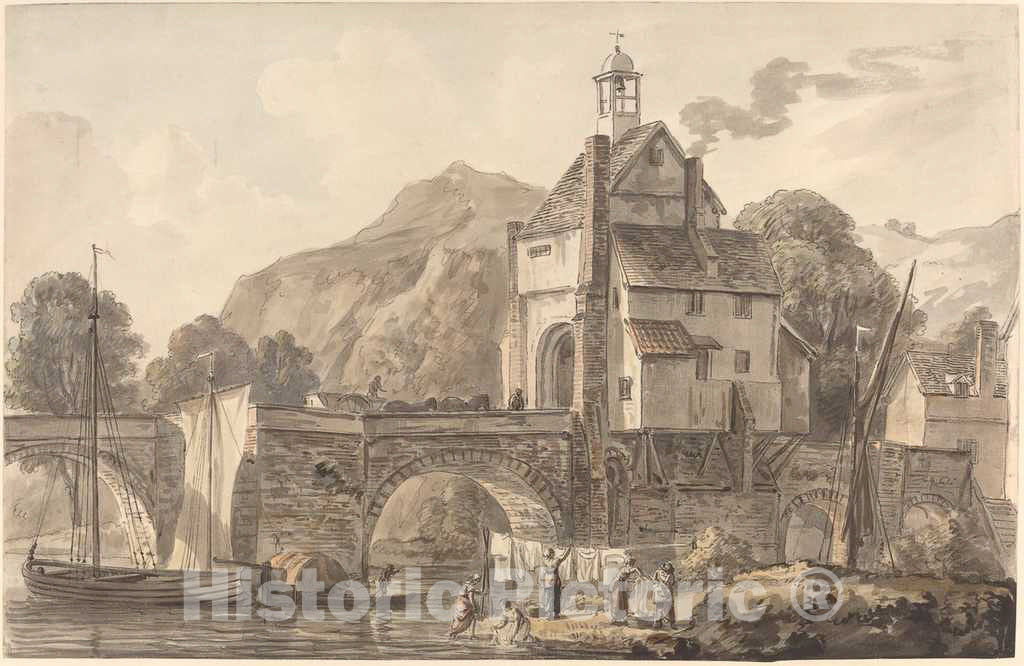 Art Print : Sandby, The Bridge at Bridgnorth in Shropshire - Vintage Wall Art