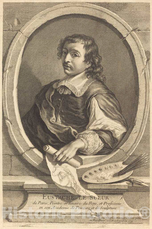 Art Print : Charles-Nicolas Cochin I, Eustache Le Sueur, 1731 - Vintage Wall Art