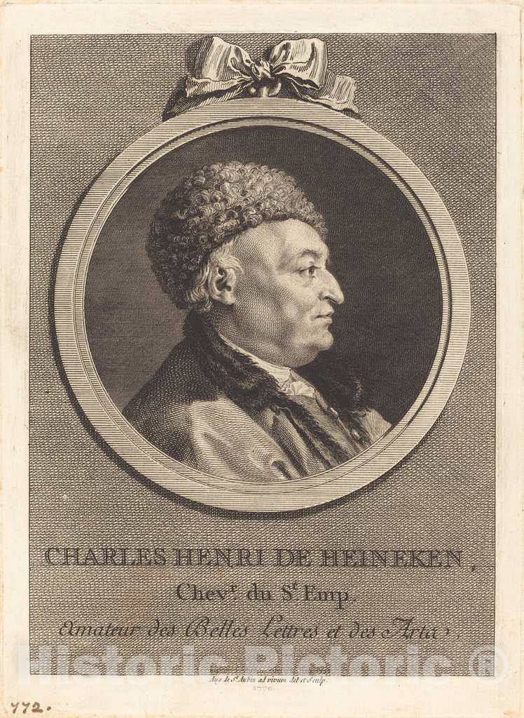 Art Print : Augustin de Saint-Aubin, Charles Henri de Heineken, 1770 - Vintage Wall Art
