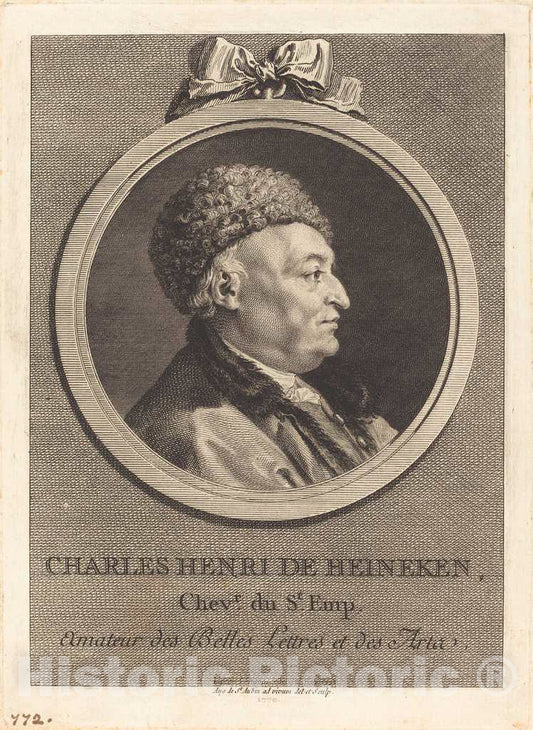 Art Print : Augustin de Saint-Aubin, Charles Henri de Heineken, 1770 - Vintage Wall Art