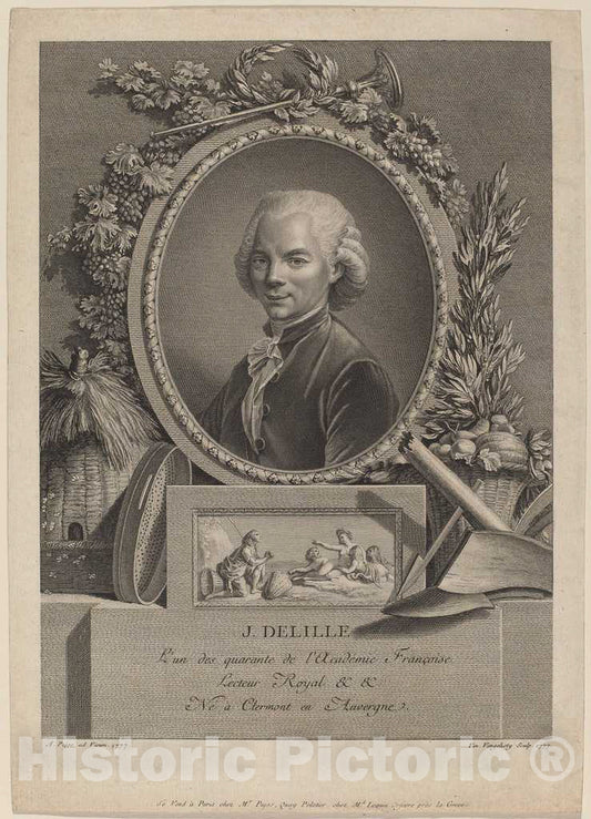 Art Print : Vangelisti After Pujos, Jacques Delille, 1777 - Vintage Wall Art
