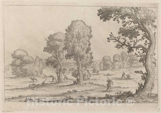 Art Print : Ercole Bazicaluva, Men Fighting in a Landscape, 1638 - Vintage Wall Art
