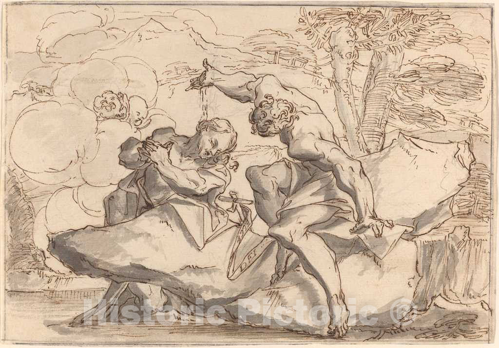 Art Print : Paul Troger, The Baptism of Christ - Vintage Wall Art