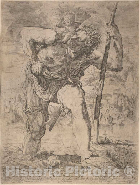 Art Print : Orazio Borgianni, Saint Christopher, c. 1615 - Vintage Wall Art