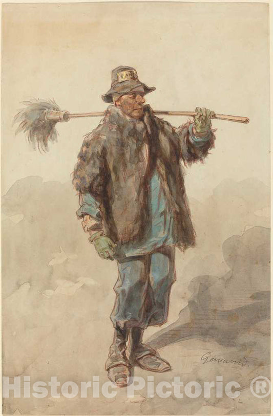 Art Print : Paul Gavarni, The Street Sweeper (Le Cantonnier), c.1850 - Vintage Wall Art