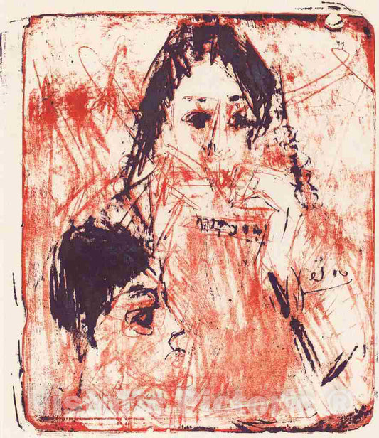 Art Print : Ernst Ludwig Kirchner, Harmonica Player (Mundharmonikaspielerin), 1919 - Vintage Wall Art