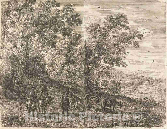 Art Print : Claude Lorrain, Shepherd with Goats (Les chÃ¨vres), c.1632 - Vintage Wall Art