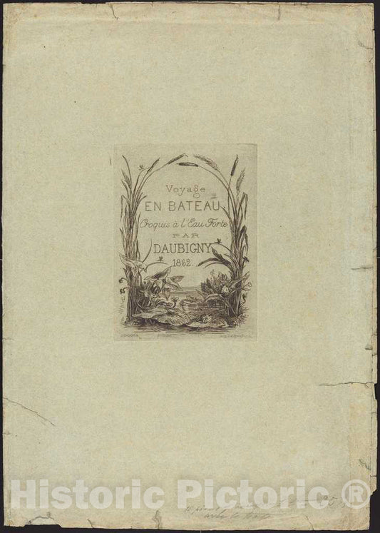 Art Print : Charles-FranÃ§ois Daubigny, Wrapper for Voyage en Bateau, 1862 - Vintage Wall Art