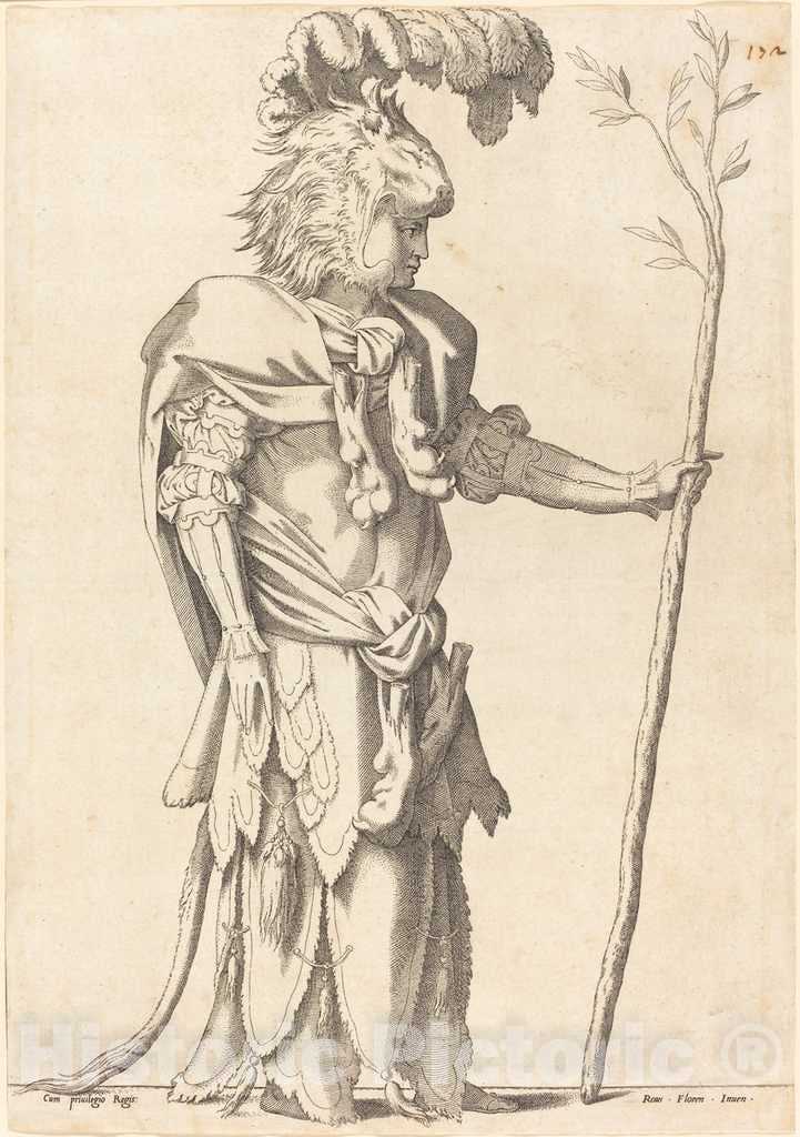 Art Print : Figure Costumed as Hercules, c. 1539 - Vintage Wall Art