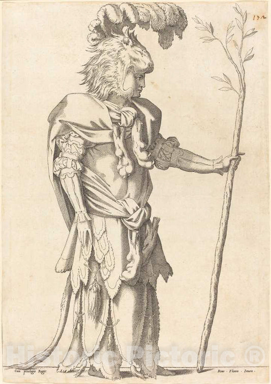 Art Print : Figure Costumed as Hercules, c. 1539 - Vintage Wall Art
