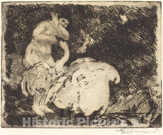 Art Print : Albert Besnard, Leda Bathing (LÃ©da au bain), 1913 - Vintage Wall Art