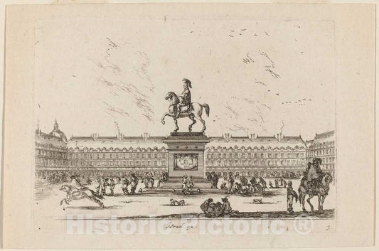 Art Print : Stefano Della Bella, Place Royale, 1642 - Vintage Wall Art