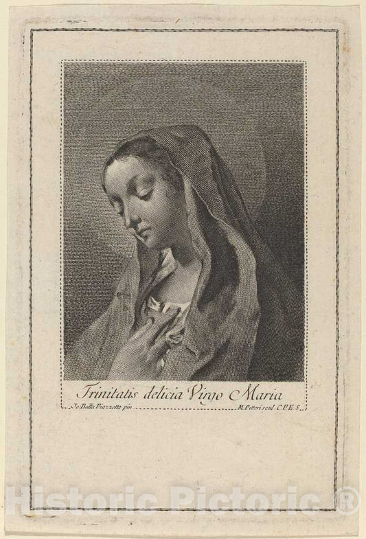 Art Print : Pitteri After Battista Piazzetta, Trinitatis Delicia Virgo Maria - Vintage Wall Art