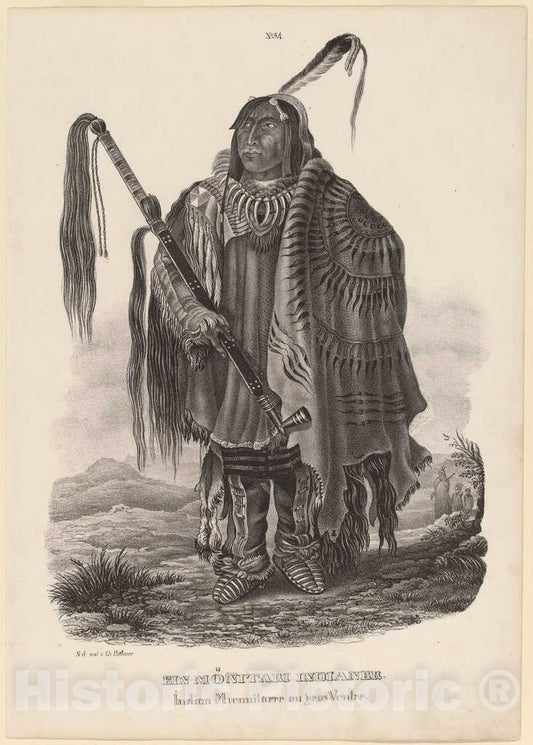 Art Print : Karl Bodmer, EIN Monitari Indianer, 1839 - Vintage Wall Art