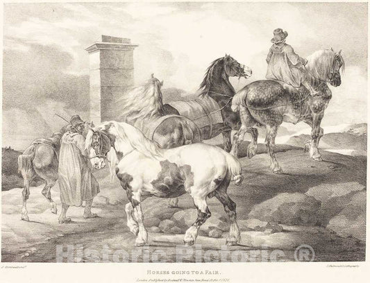 Art Print : ThÃ©odore Gericault, Horses Going to a Fair, 1821 - Vintage Wall Art