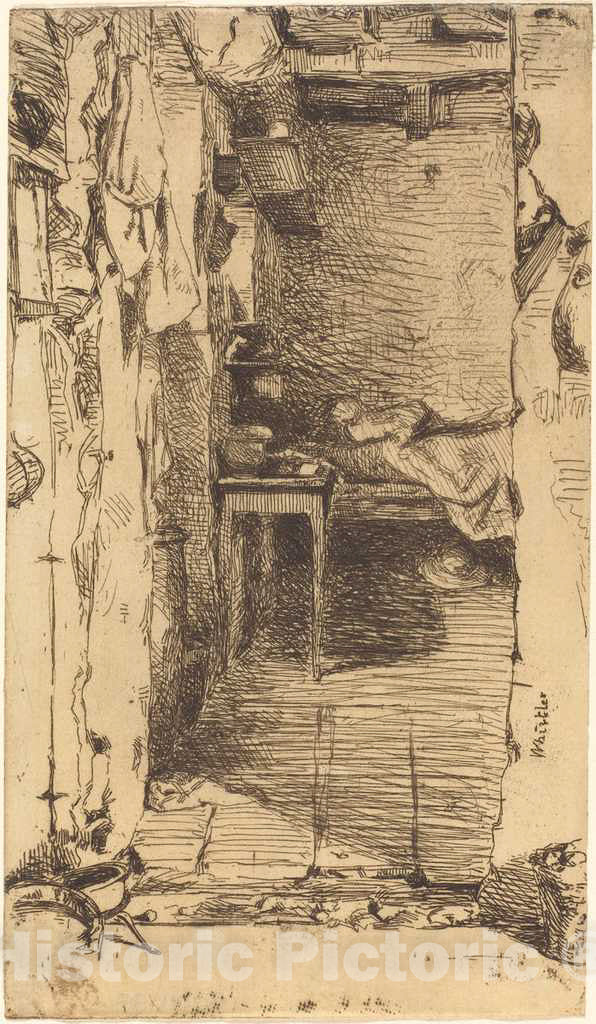 Art Print : James McNeill Whistler, Rag Pickers, Quartier Mouffetard, Paris, 1858 - Vintage Wall Art