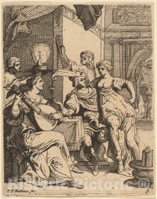 Art Print : Theodoor Van Thulden After Rubens, The Prodigal Wasting His Substance in The Tavern - Vintage Wall Art