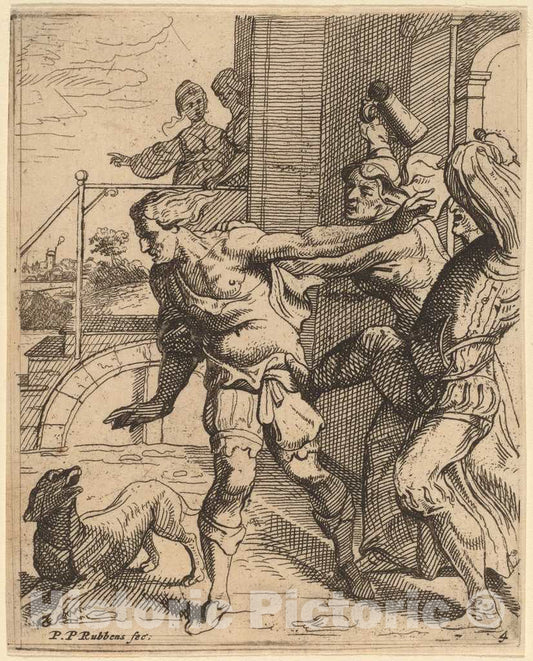 Art Print : Theodoor Van Thulden After Rubens, The Prodigal Son Driven from The Tavern - Vintage Wall Art