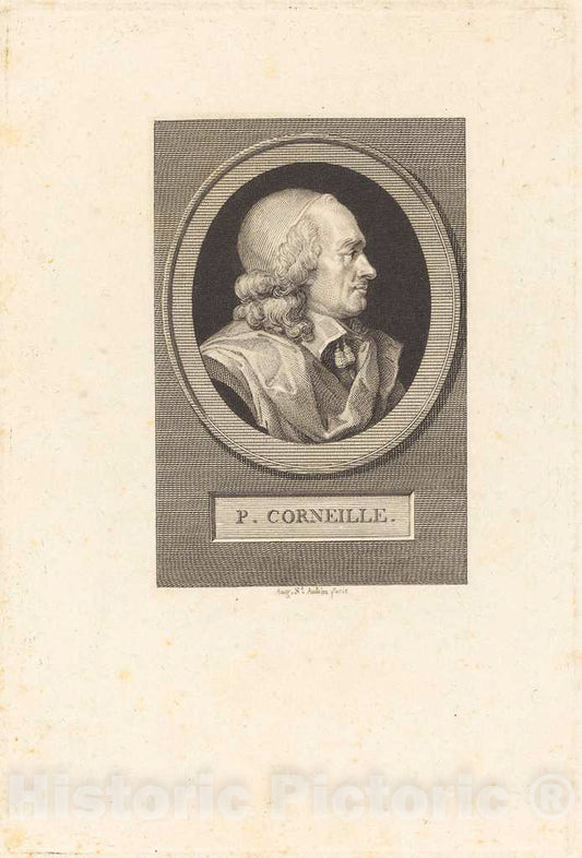Art Print : Augustin de Saint-Aubin, Pierre Corneille, 1799 - Vintage Wall Art