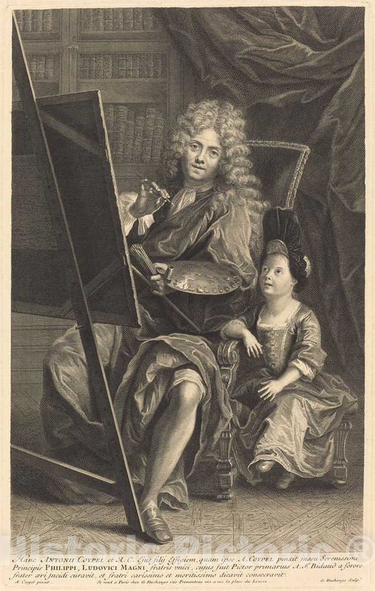 Art Print : Gaspard Duchange After Coypel, Antoine Coypel and His Son - Vintage Wall Art