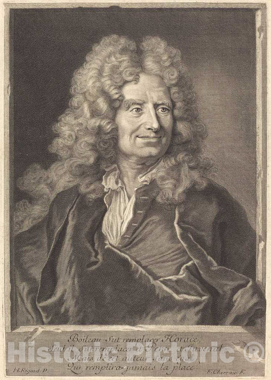 Art Print : Chereau I After Hyacinthe Rigaud, Nicholas Boileau - Vintage Wall Art