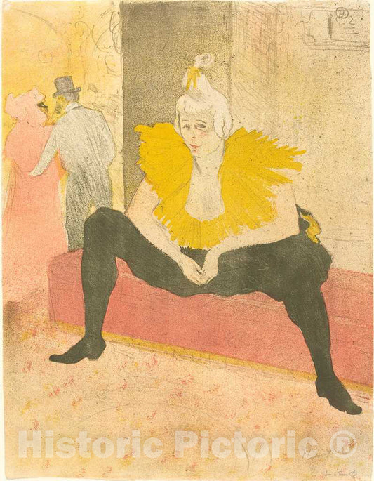 Art Print : Henri de Toulouse-Lautrec, Seated Clowness (La Clownesse assise), 1896 - Vintage Wall Art