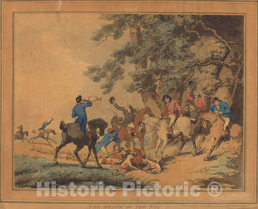 Art Print : Rowlandson, The Death of The Fox, 1786 - Vintage Wall Art