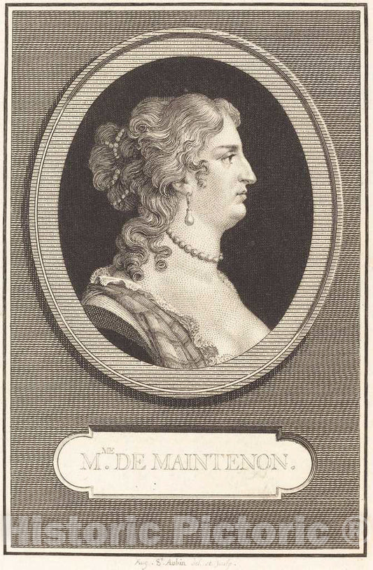 Art Print : Augustin de Saint-Aubin, Madame de Maintenon, 1801 - Vintage Wall Art