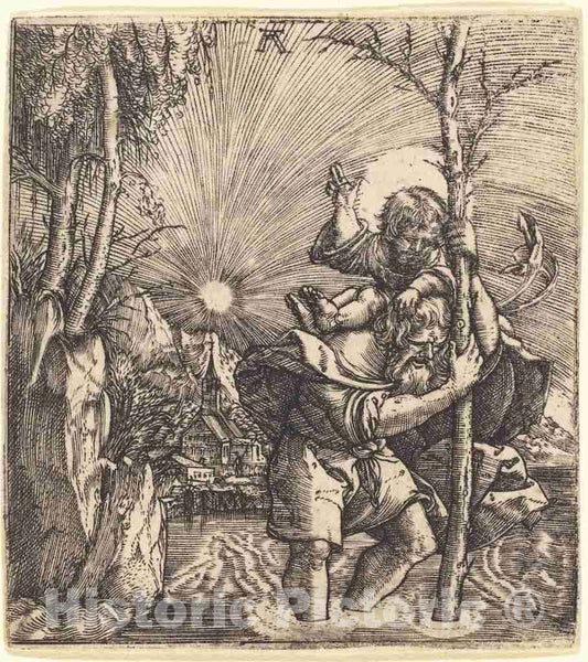 Art Print : Albrecht Altdorfer, Saint Christopher, c.1518 - Vintage Wall Art
