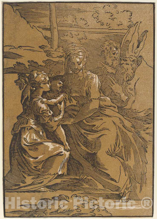 Art Print : Trento After Parmigianino, The Holy Family with Two Saints - Vintage Wall Art