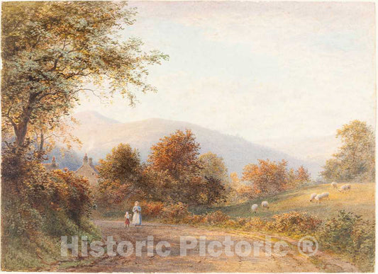 Art Print : Roberto Angelo Kittermaster Marshall, Way into Abergavenny from Llanfoist - Vintage Wall Art