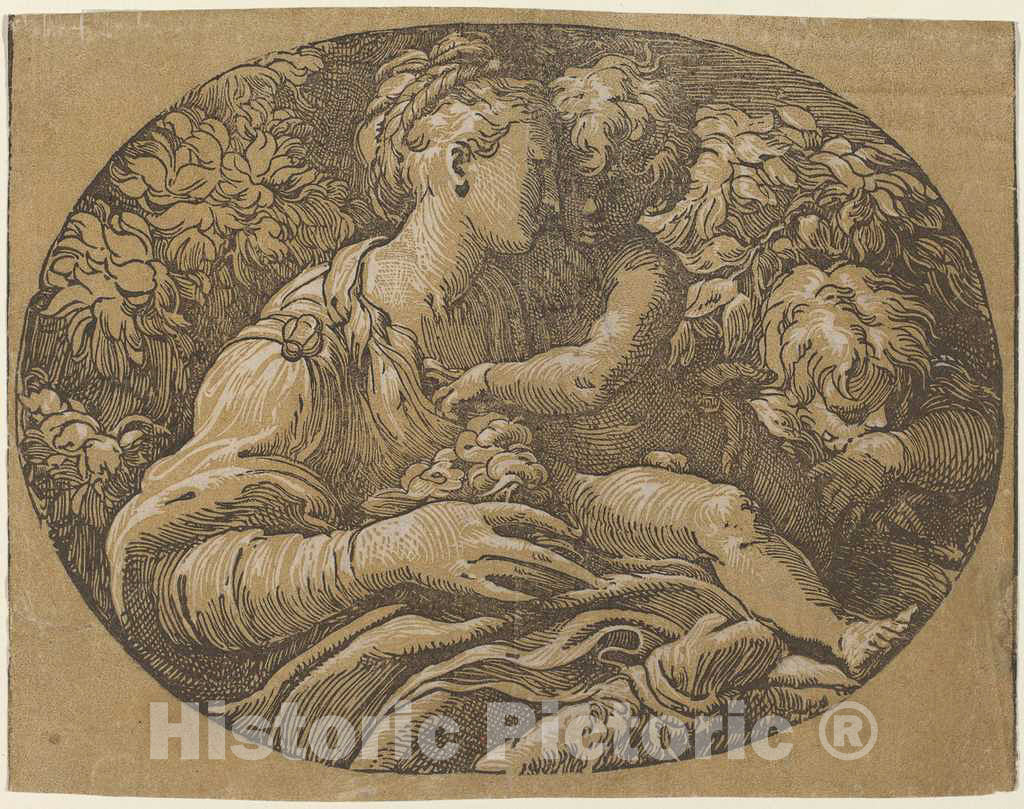 Art Print : Trento After Parmigianino, The Virgin with The Rose - Vintage Wall Art