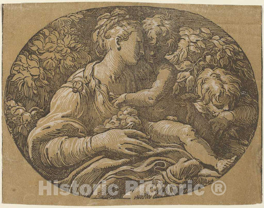 Art Print : Trento After Parmigianino, The Virgin with The Rose - Vintage Wall Art
