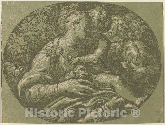 Art Print : Trento After Parmigianino, The Virgin with The Rose - Vintage Wall Art