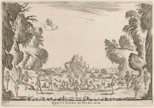 Art Print : Stefano Della Bella, Quarta Scena di Mare, 1637 - Vintage Wall Art